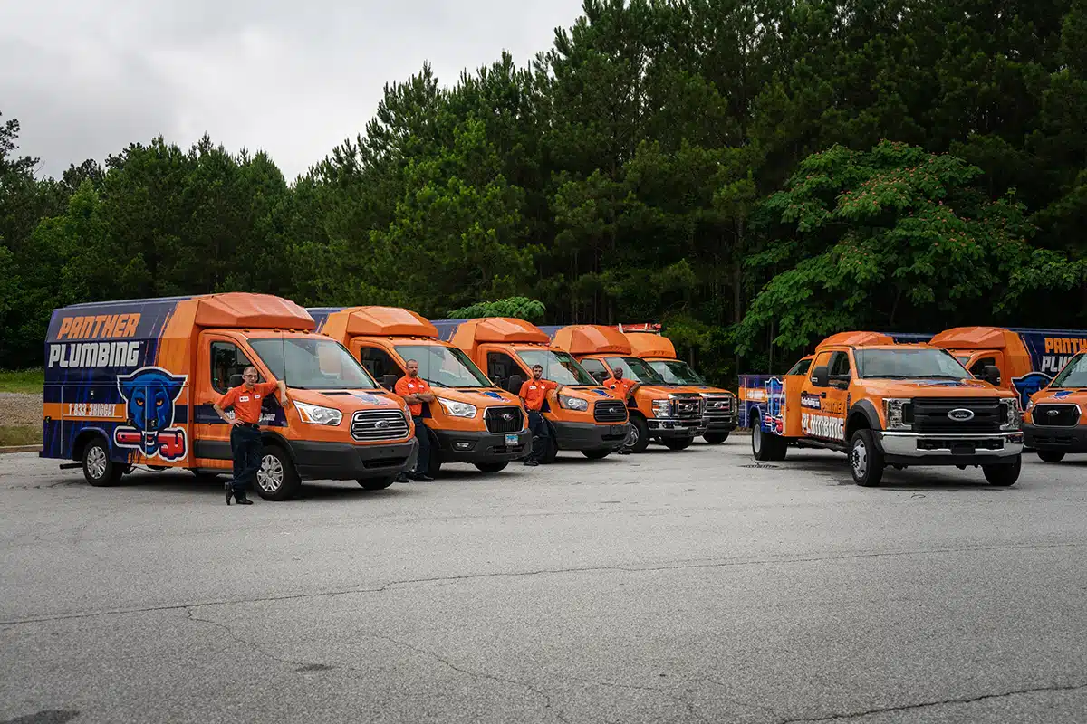 Panther Plumbing Fleet of trucks in Austell, GA